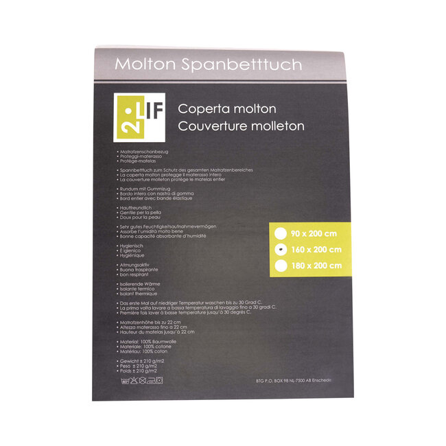 2Lif Art.1353203 MoltonSpannbettuch 160x200cm