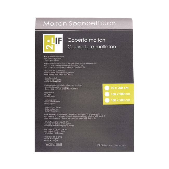 2Lif Art.1353202 MoltonSpannbettuch 90x200cm