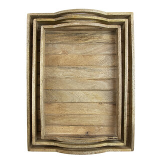 Mars & More dienblad mango hout rechthoek 45/40/36 x 35/30/25 x 4cm (set van 3)