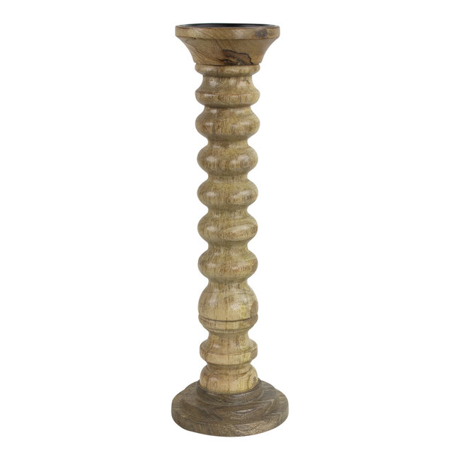 Mars & More kandelaar mango hout ribbel h40 dia 12,5cm