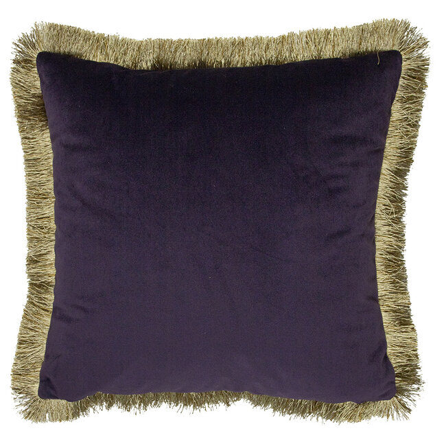 Mars & More kussen fluweel gouden franjes plum 45x45cm