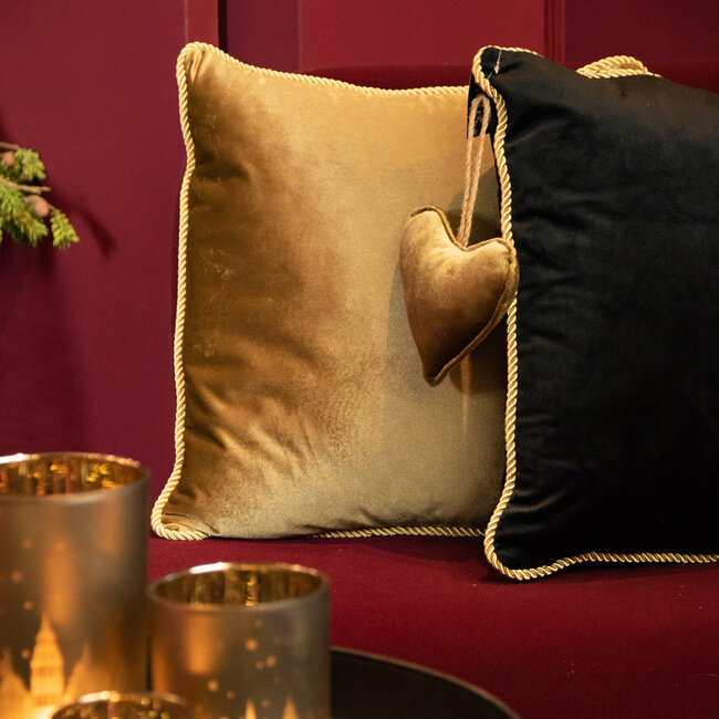 Mars & More kussen fluweel goud zwart 45x45cm