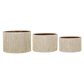 Mars & More lampenkap set 3st. cilinder franjes grijs (25 30 35cm)*