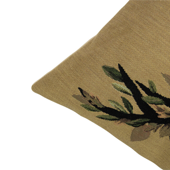 Mars & More gobelin kussen blader gewei bloem wit 45x45cm