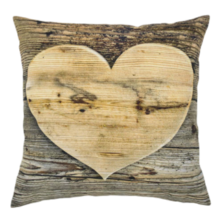 Mars & More canvas kussen houten hart 50x50cm