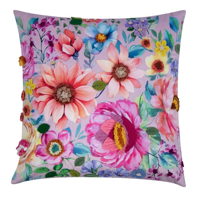 Mars & More Perugia Kussen velvet geborduurd roze 45x45cm
