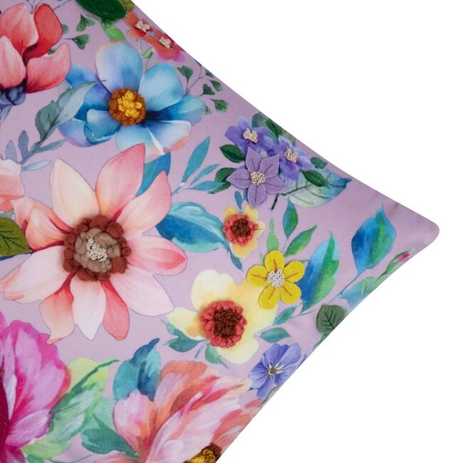 Mars & More Perugia Kussen velvet geborduurd roze 45x45cm