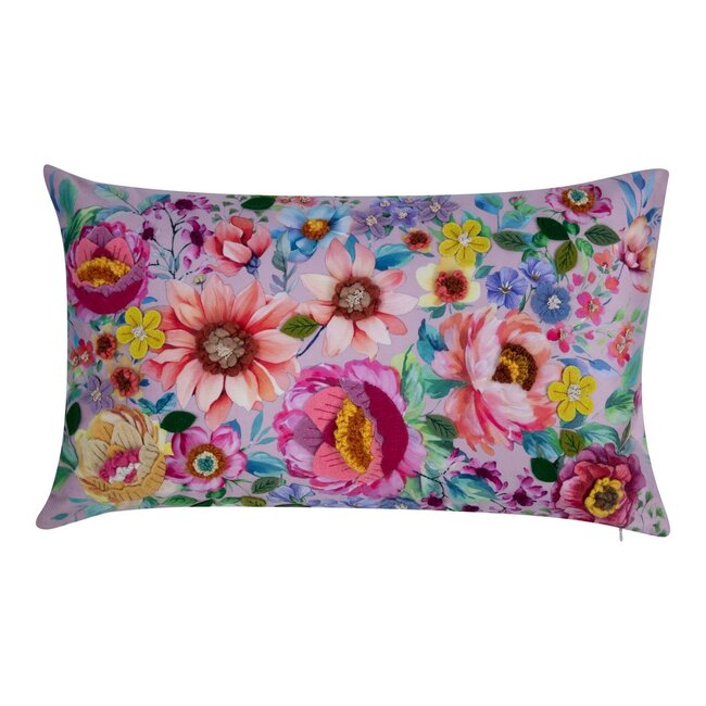 Mars & More Perugia Kussen velvet geborduurd roze 30x50cm