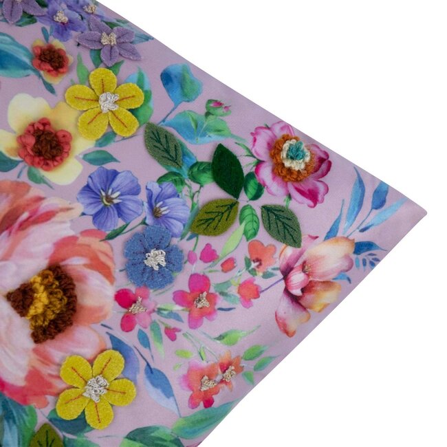 Mars & More Perugia Kussen velvet geborduurd roze 30x50cm