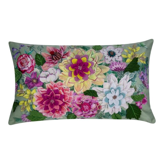 Mars & More Livorno Kussen velvet geborduurd groen 30x50cm