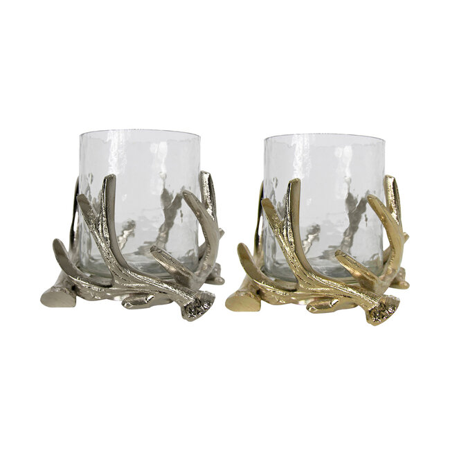 Mars & More windlicht gewei champagne goud dia 17cm