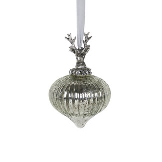 Mars & More decoratie bal gewei zilver 10cm