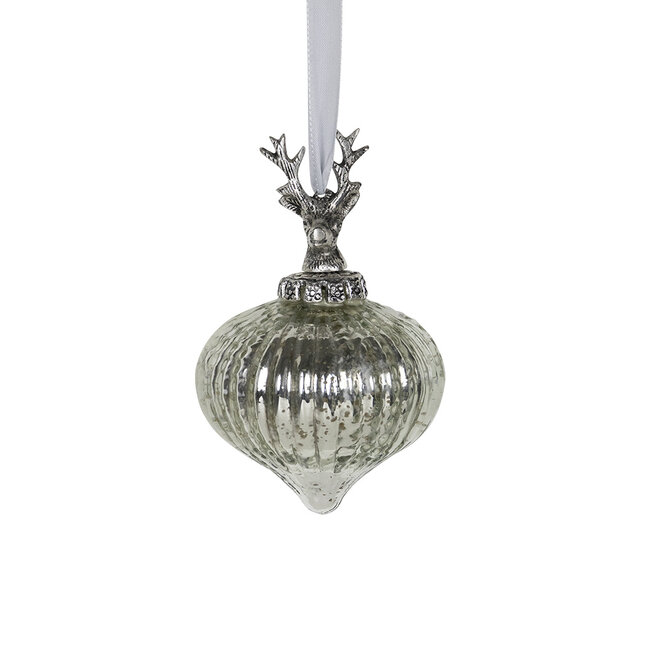 Mars & More decoratie bal gewei zilver 10cm