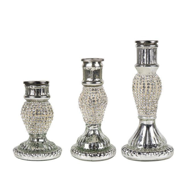 Mars & More kandelaar strass zilver 10cm