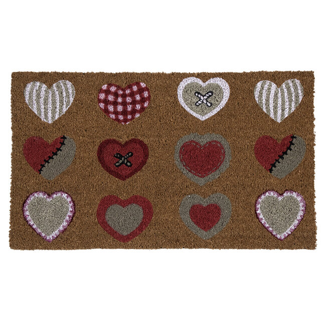 Mars & More deurmat kokos hartjes rood wit beige 75cm