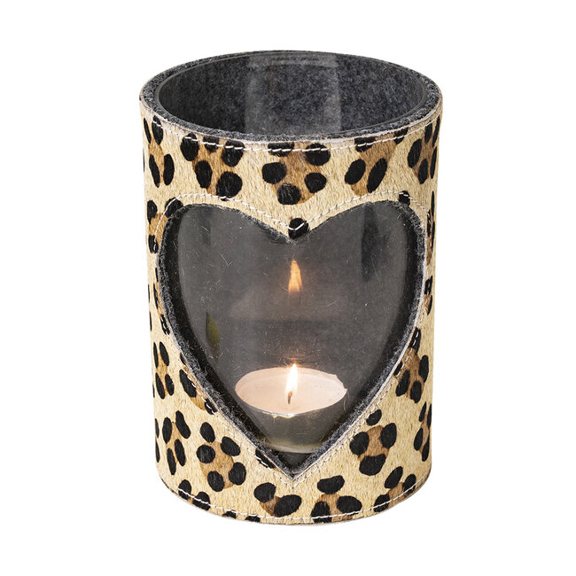 Mars & More *windlicht koe hart luipaard 20cm*