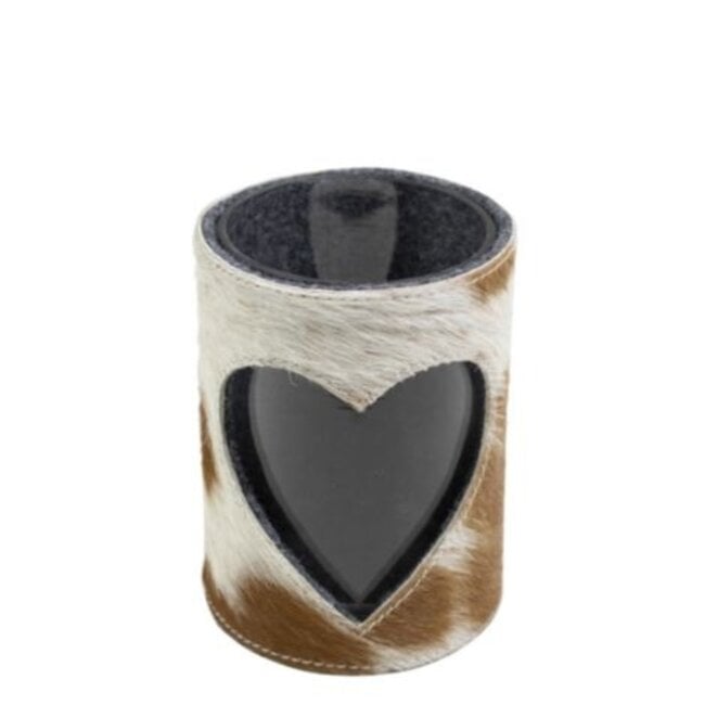 Mars & More windlicht koe hart bruin/wit 15cm