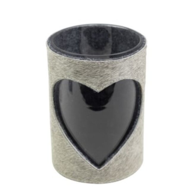 Mars & More windlicht koe hart grijs 20cm
