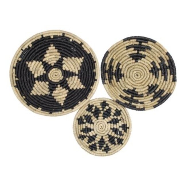 Mars & More zeegras muur mandjes zwart (set van 3)