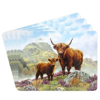 Lesser & Pavey Placemats Schotse Hooglander met Kalf – Set van 4 (29x22 cm)