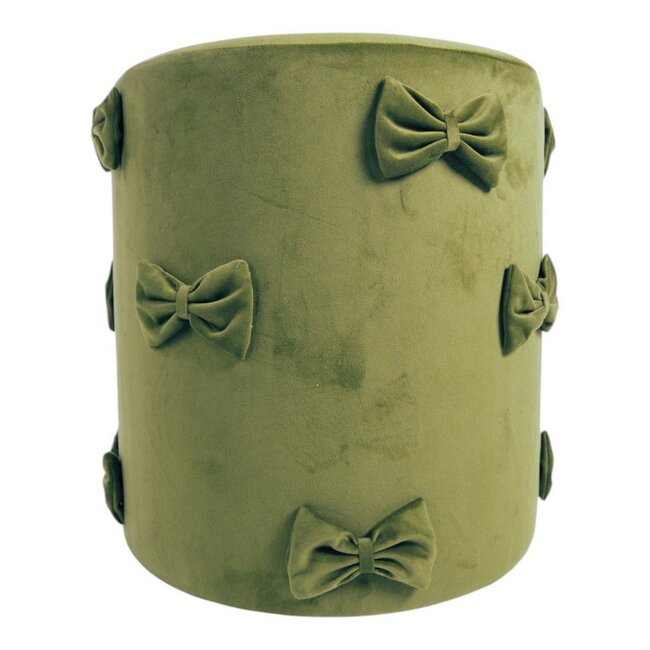Mars & More Strik Poef fluweel appelgroen 35x35x40cm