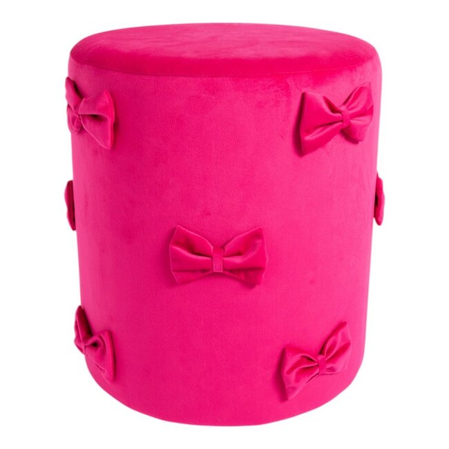 Mars & More Strik Poef fluweel fuchsia 35x35x40cm