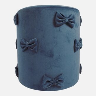 Mars & More Strik Poef fluweel navy 35x35x40cm