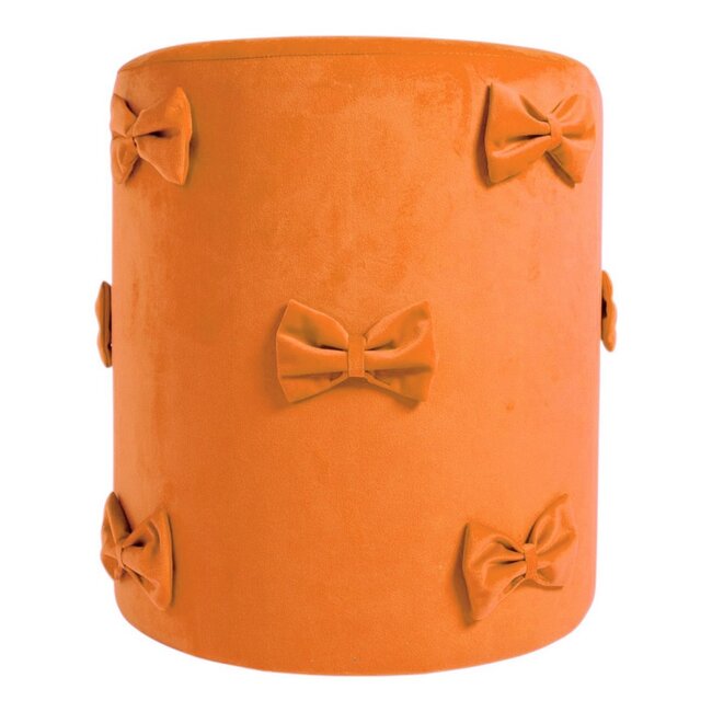 Mars & More Strik Poef fluweel oranje 35x35x40cm