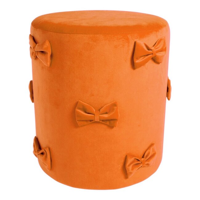 Mars & More Strik Poef fluweel oranje 35x35x40cm