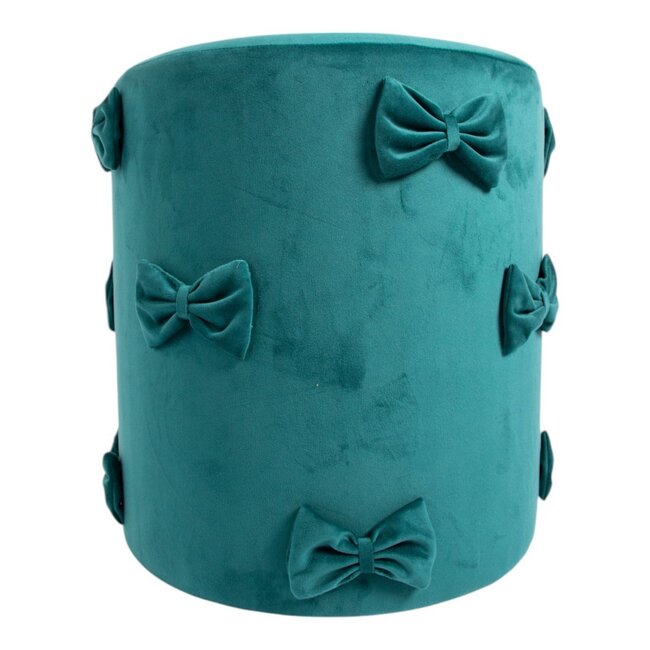 Mars & More Strik Poef fluweel petrol 35x35x40cm