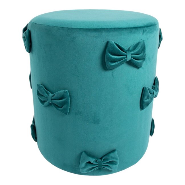 Mars & More Strik Poef fluweel petrol 35x35x40cm