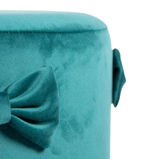 Mars & More Strik Poef fluweel petrol 35x35x40cm