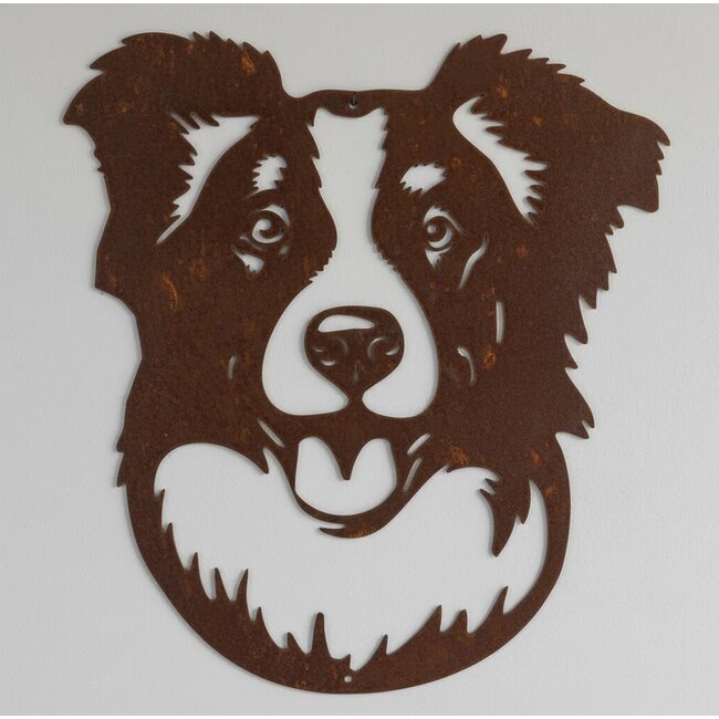 Siermetaal Wanddecoratie metaal Bordercollie Finn 33 x 29 cm
