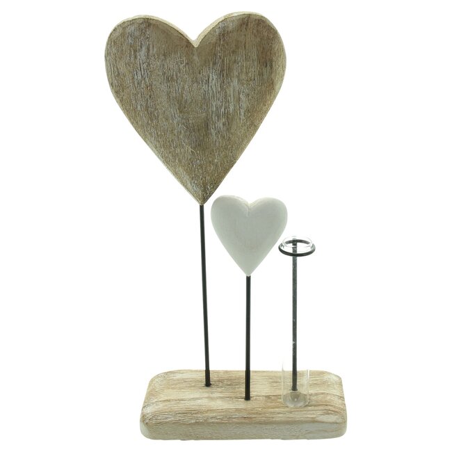 Dream-Living Decoratief Hartenornament met Glazen Vaasje – 16 × 7 × 29 cm