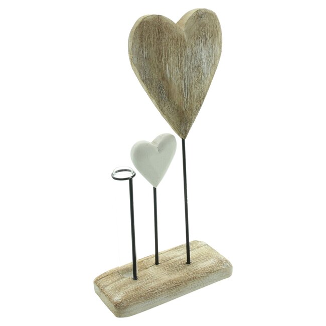 Dream-Living Decoratief Hartenornament met Glazen Vaasje – 16 × 7 × 29 cm