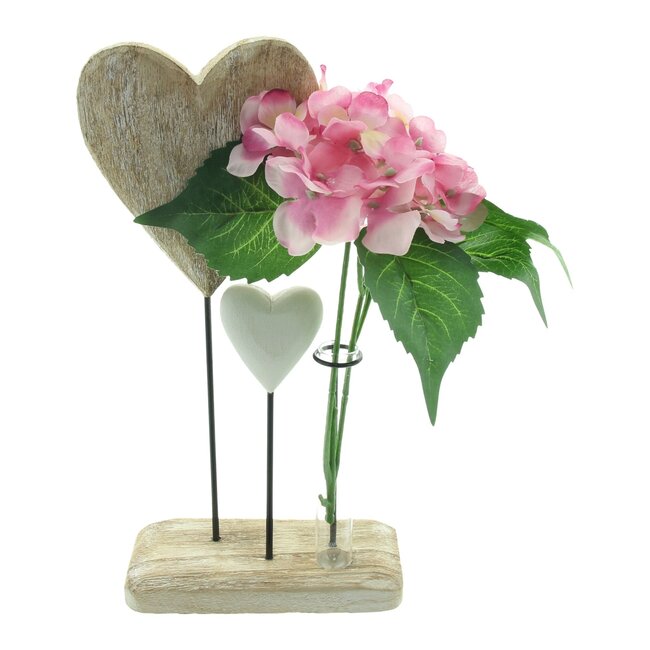 Dream-Living Decoratief Hartenornament met Glazen Vaasje – 16 × 7 × 29 cm