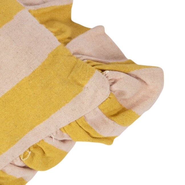 Mars & More Kussen Artisan Espresso martini strepen geel 35x60cm