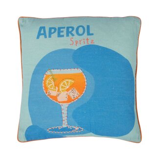Mars & More Kussen Artisan Aperol spritz blauw 45x45cm