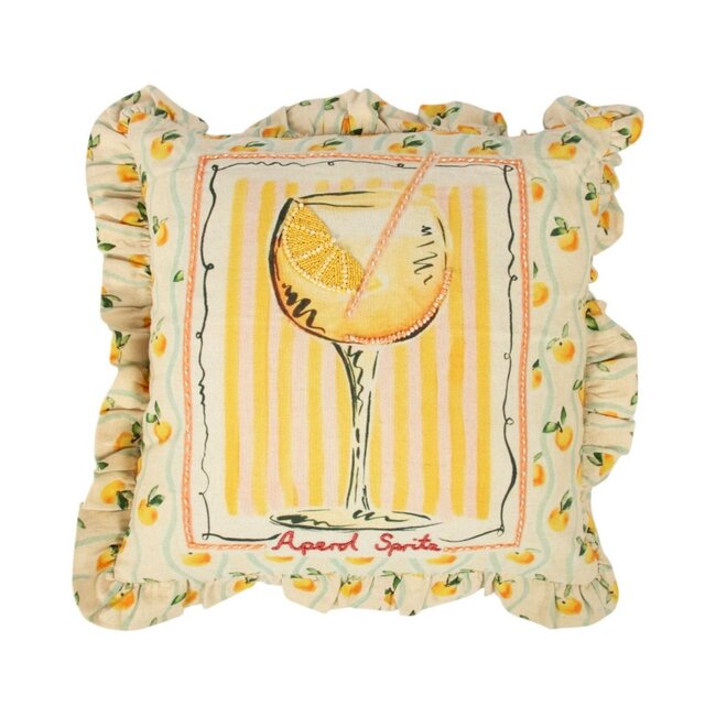 Mars & More Kussen Artisan Aperol spritz lemon plooien 45x45cm