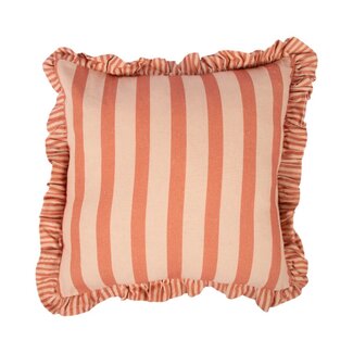 Mars & More Kussen Artisan plooien strepen oranje 45x45cm