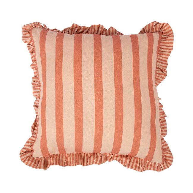 Mars & More Kussen Artisan plooien strepen oranje 45x45cm