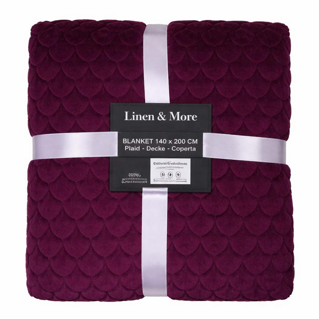 Linen & More Plaid Hartjes Paars 140x200cm