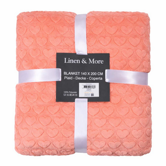 Linen & More Plaid Hartjes Roze 140x200cm