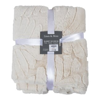 Linen & More Plaid Bladeren Off White 140x200cm