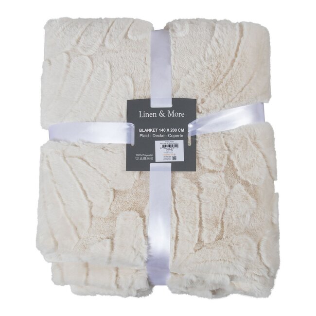 Linen & More Plaid Bladeren Off White 140x200cm