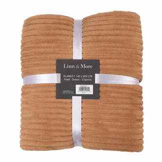 Linen & More Plaid Strepen Taupe 140x200cm