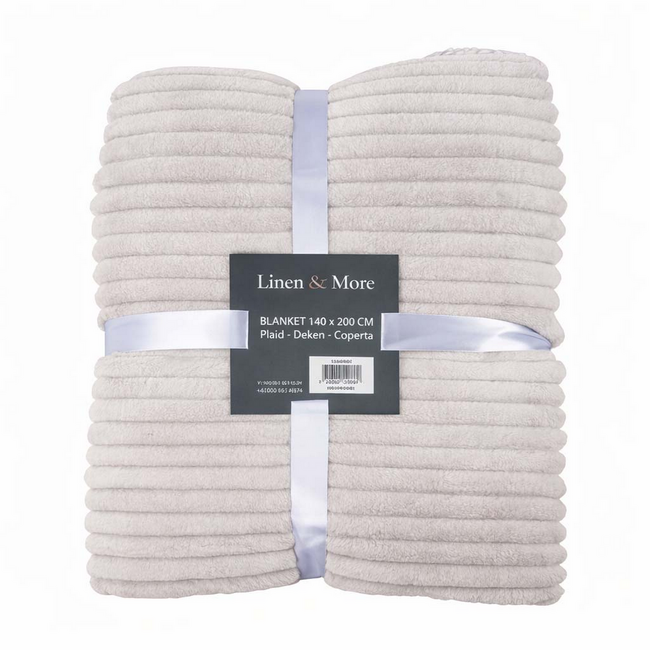 Linen & More Plaid Strepen Grijs 140x200cm