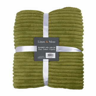 Linen & More Plaid Strepen Groen 140x200cm