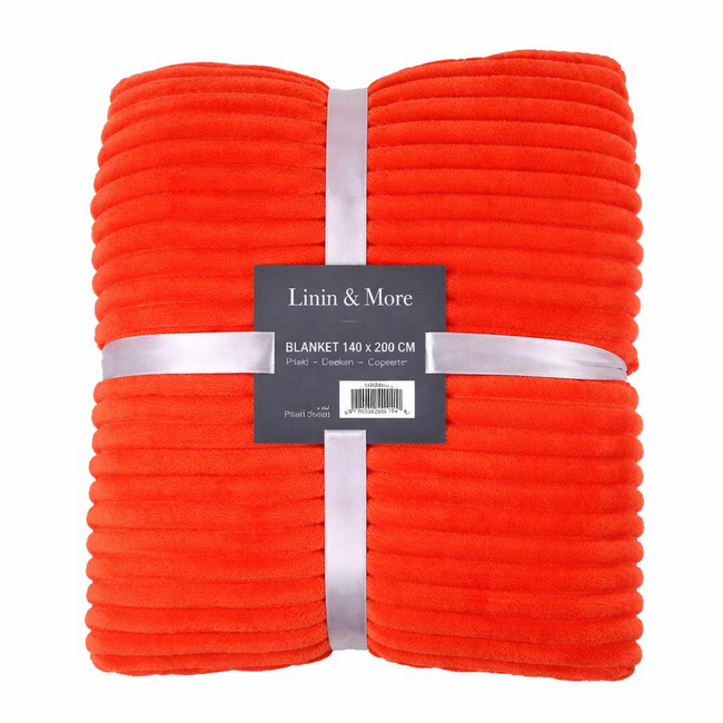 Linen & More Plaid Strepen Oranje 140x200cm