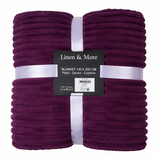 Linen & More Plaid Strepen Paars 140x200cm